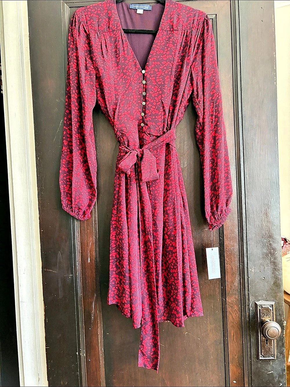 Tommy Hilfiger Floral Midi Dress in Red & Purple Size 4 NWT